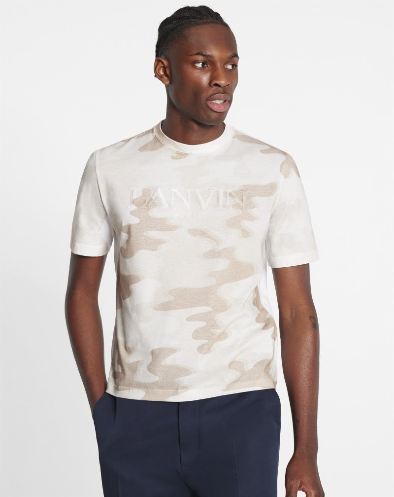 Lanvin Classic T Shirts With Camouflage Print T-shirt Herr Beige | DK40-6630E2