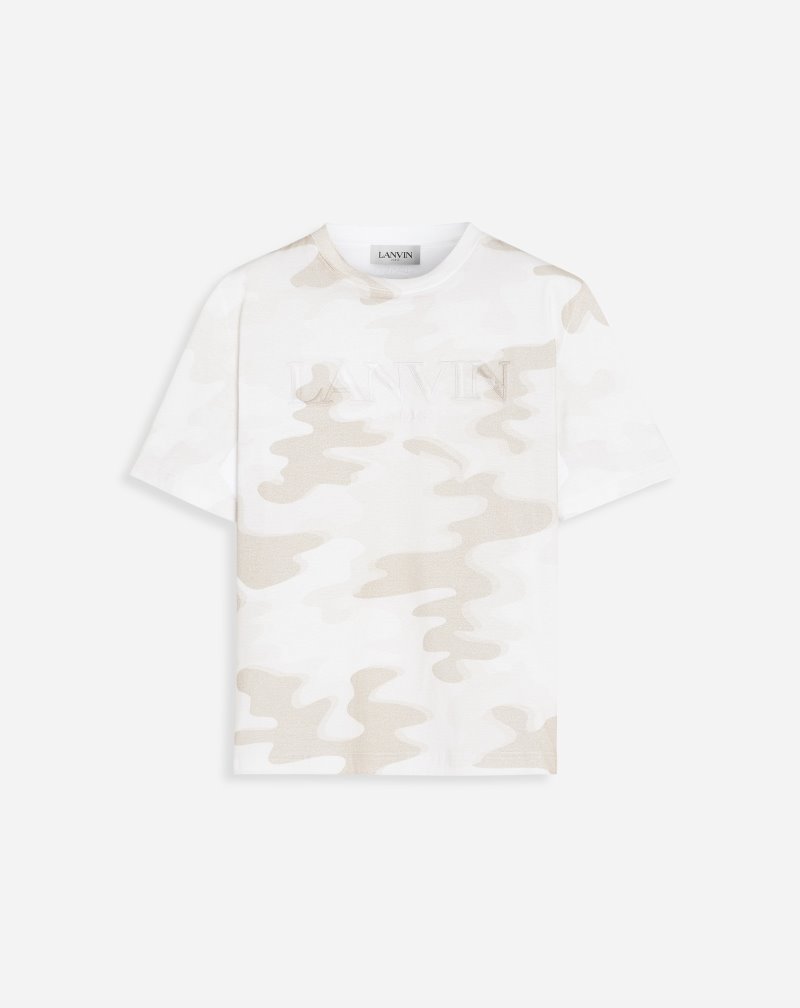 Lanvin Classic T Shirts With Camouflage Print T-shirt Herr Beige | DK40-6630E2