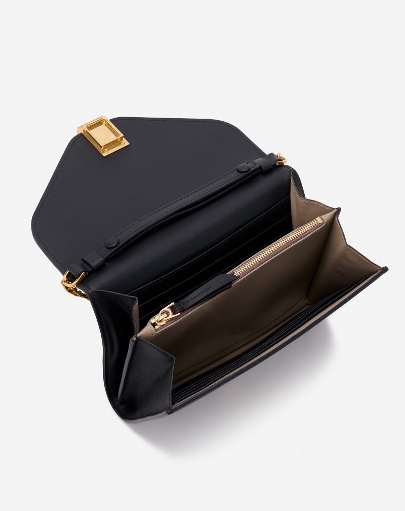 Lanvin Concerto Leather Clutch Clutch Dam Svarta | OZ85-3165R5