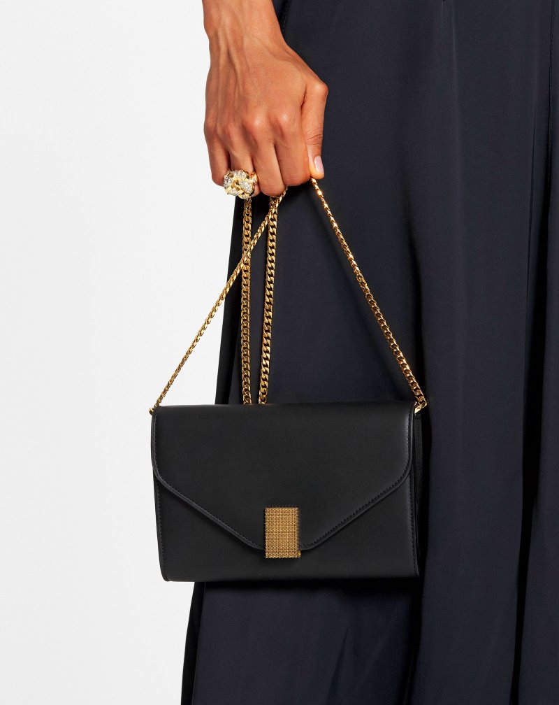 Lanvin Concerto Leather Clutch Clutch Dam Svarta | OZ85-3165R5