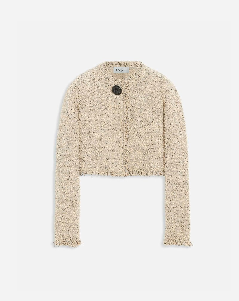 Lanvin Cropped Cardigan Kofta Dam Beige | IH92-8752N0