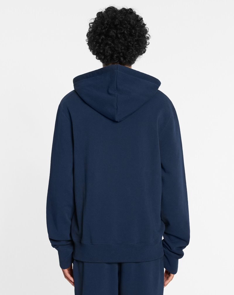 Lanvin Curb Embroidered Hooded Sweater Tröjor Herr Mörkblå | VT01-9201J3