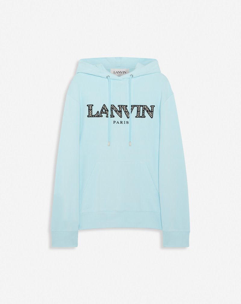 Lanvin Curb Embroidered Hoodie Hoodie Dam Blå | FH89-4229Z3