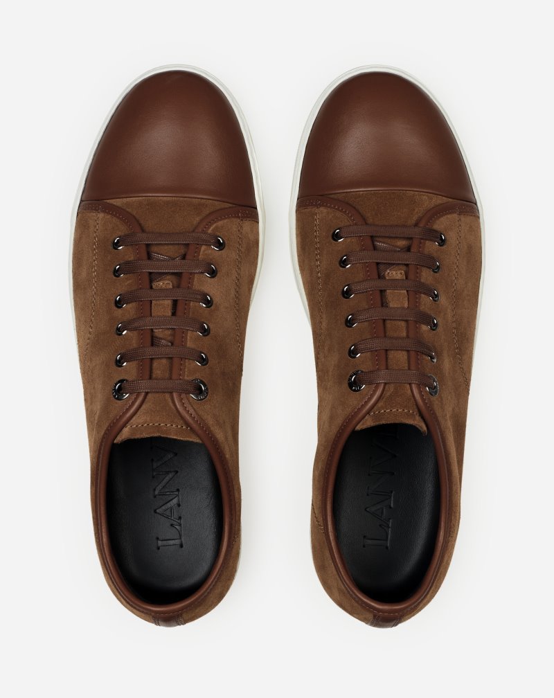 Lanvin Dbb1 Leather And Suede Sneakers Sneakers Herr Grå | VY81-1511I7