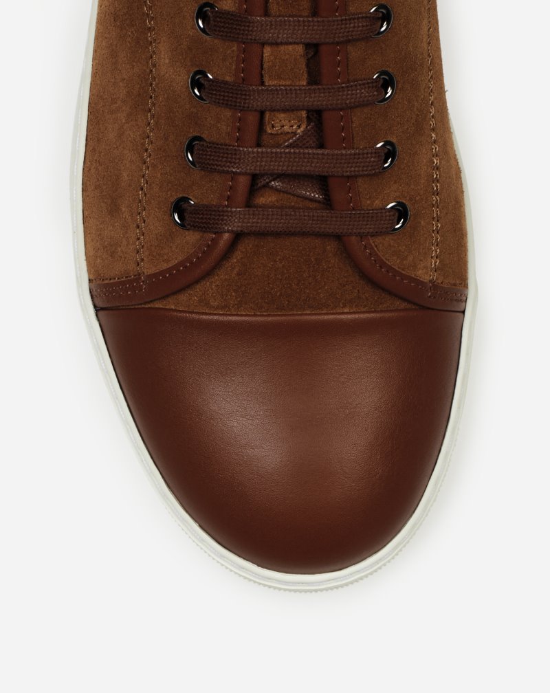 Lanvin Dbb1 Leather And Suede Sneakers Sneakers Herr Grå | VY81-1511I7