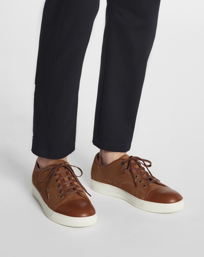 Lanvin Dbb1 Leather And Suede Sneakers Sneakers Herr Grå | VY81-1511I7