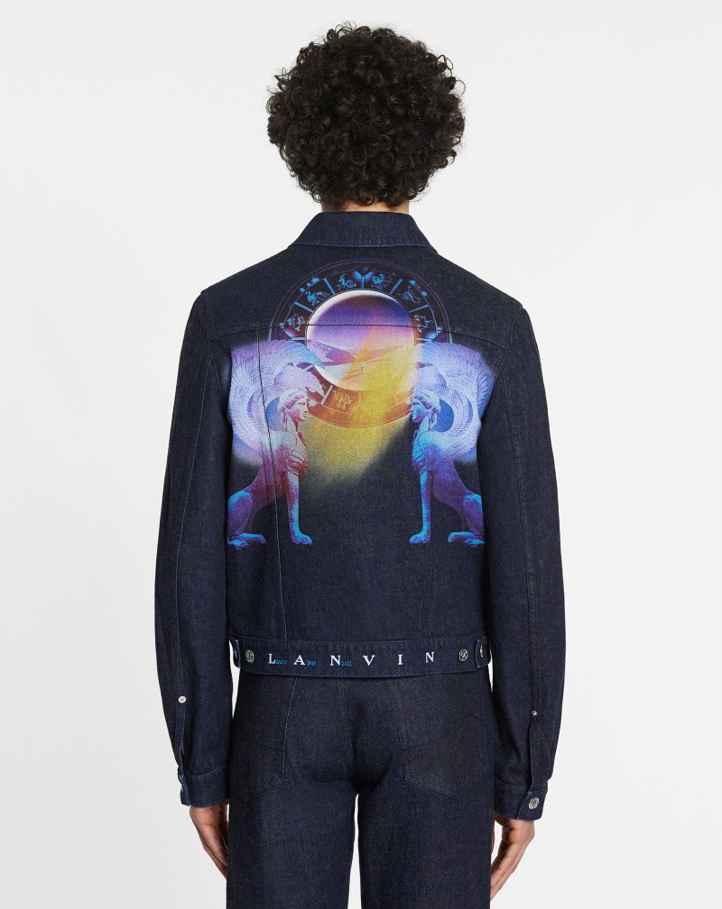 Lanvin Denim Jacket With Sci-fi Print Jackor Herr Marinblå Blå | DC81-2201K6