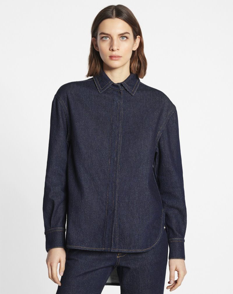 Lanvin Denim Shirts Skjorta Dam Blå | FI49-4219H1