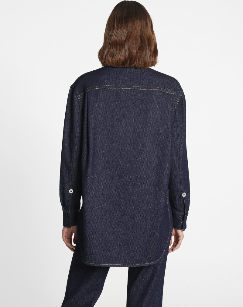 Lanvin Denim Shirts Skjorta Dam Blå | FI49-4219H1