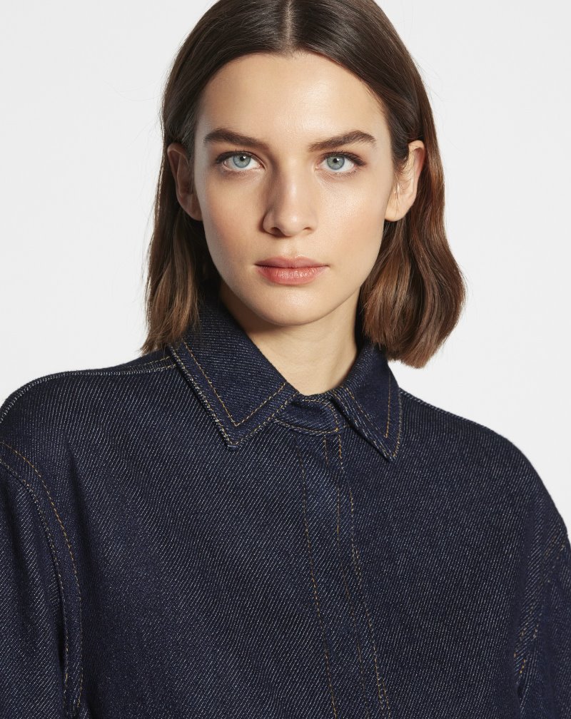 Lanvin Denim Shirts Skjorta Dam Blå | FI49-4219H1