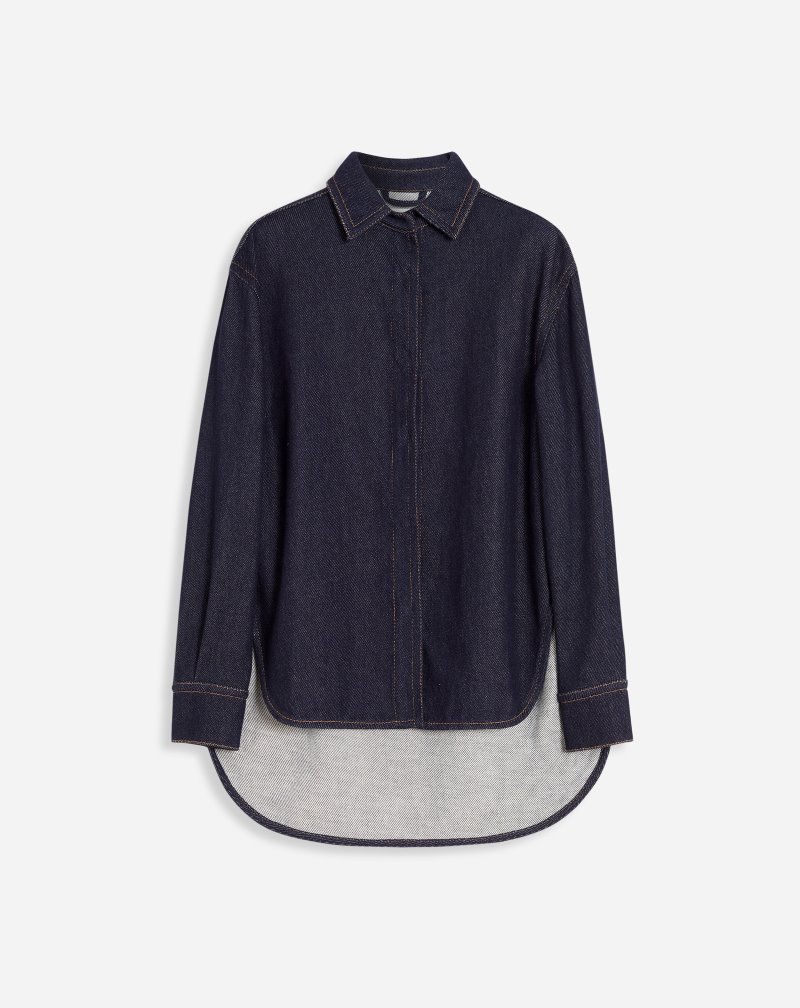 Lanvin Denim Shirts Skjorta Dam Blå | FI49-4219H1
