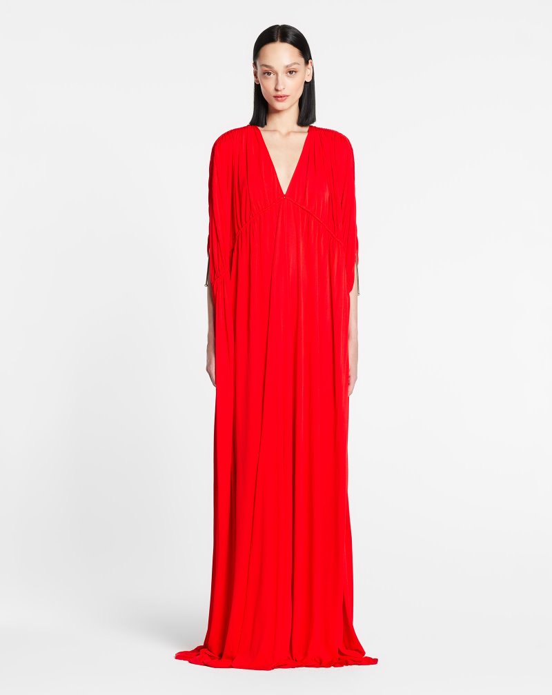 Lanvin Draped Maxi Dress Klänning Dam Röda | KZ21-3951K3