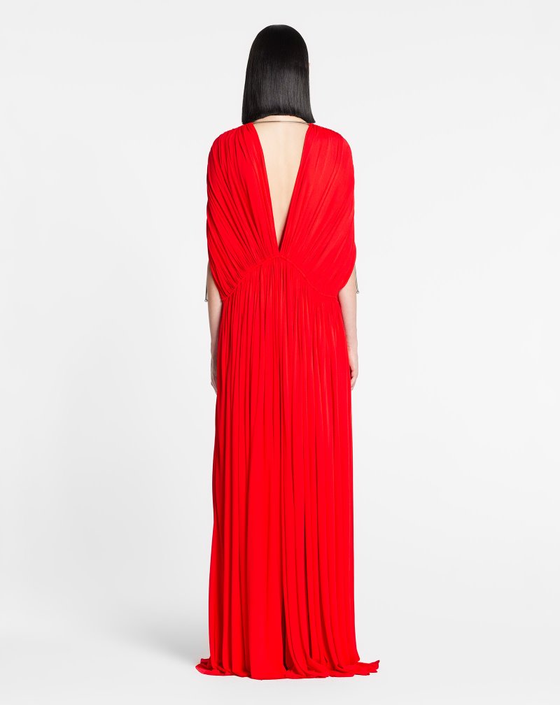 Lanvin Draped Maxi Dress Klänning Dam Röda | KZ21-3951K3