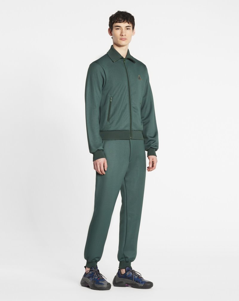 Lanvin Embroidered Jacket With Lanvin Triangle Logo Jackor Herr Mörkgröna | FA70-4430U8