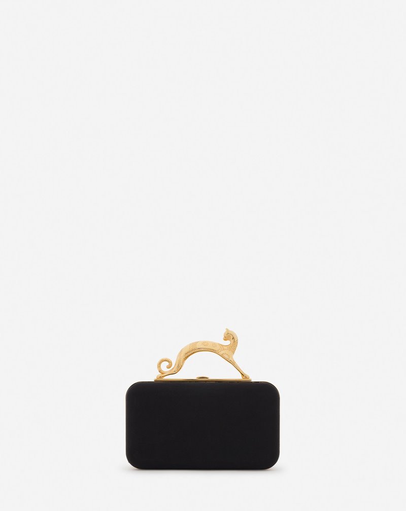 Lanvin Embroidered Satin Minaudière Väskor Dam Svarta Guld | DI97-8947Q6