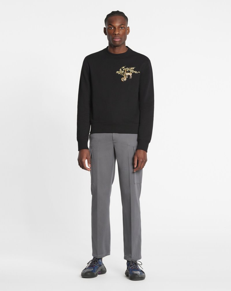 Lanvin Embroidered Sweatshirt Tröjor Herr Svarta | DI26-8656W6