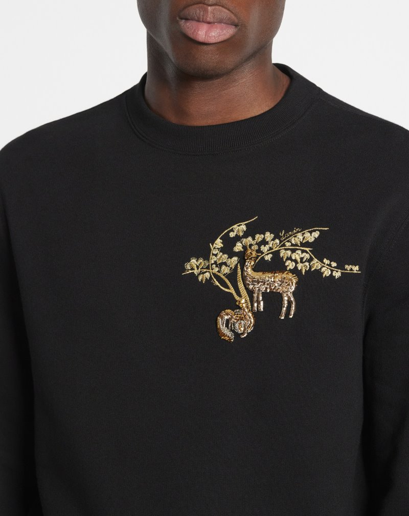 Lanvin Embroidered Sweatshirt Tröjor Herr Svarta | DI26-8656W6