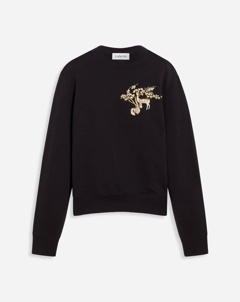 Lanvin Embroidered Sweatshirt Tröjor Herr Svarta | DI26-8656W6