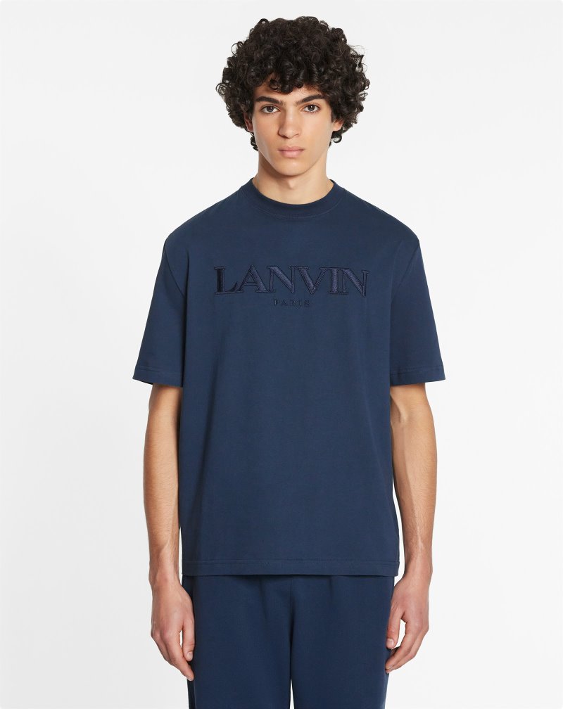 Lanvin Embroidered T Shirts T-shirt Herr Mörkblå | EY87-1547C8