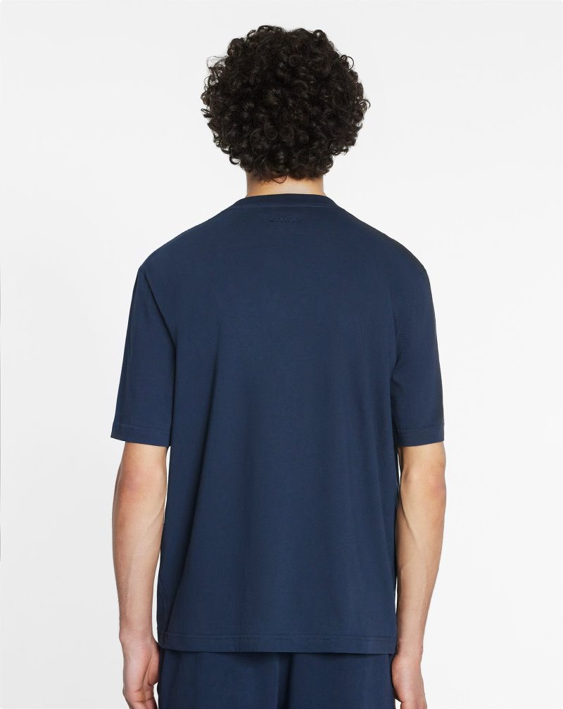 Lanvin Embroidered T Shirts T-shirt Herr Mörkblå | EY87-1547C8