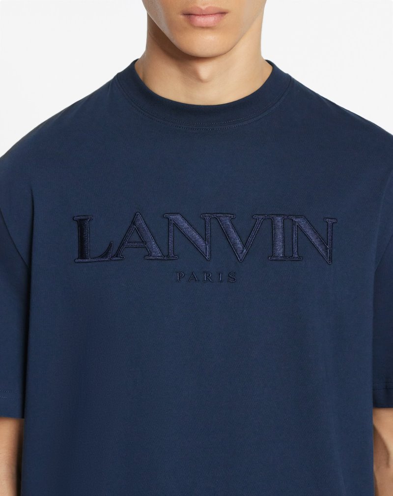 Lanvin Embroidered T Shirts T-shirt Herr Mörkblå | EY87-1547C8