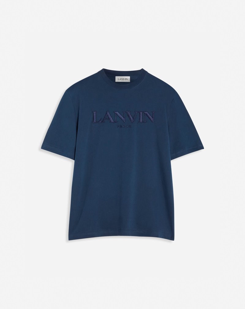 Lanvin Embroidered T Shirts T-shirt Herr Mörkblå | EY87-1547C8