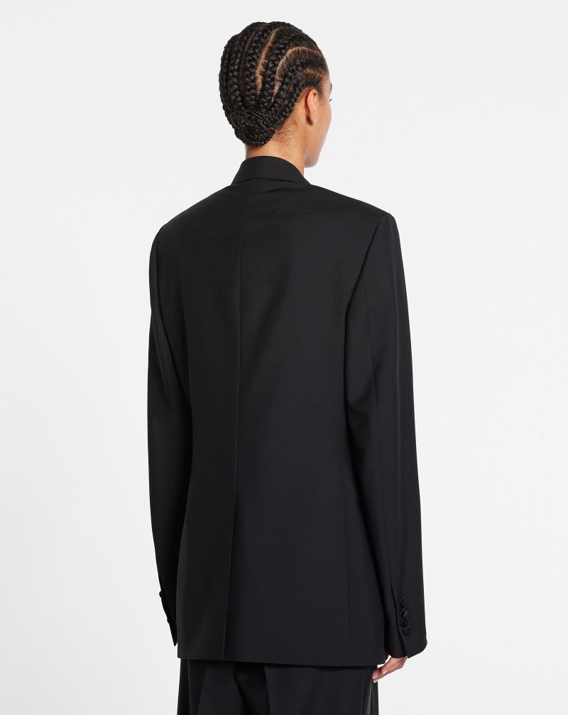 Lanvin Evening Tailored Jacket With Sequin-embroidered Lapels Jackor Dam Svarta | KJ97-3637P5