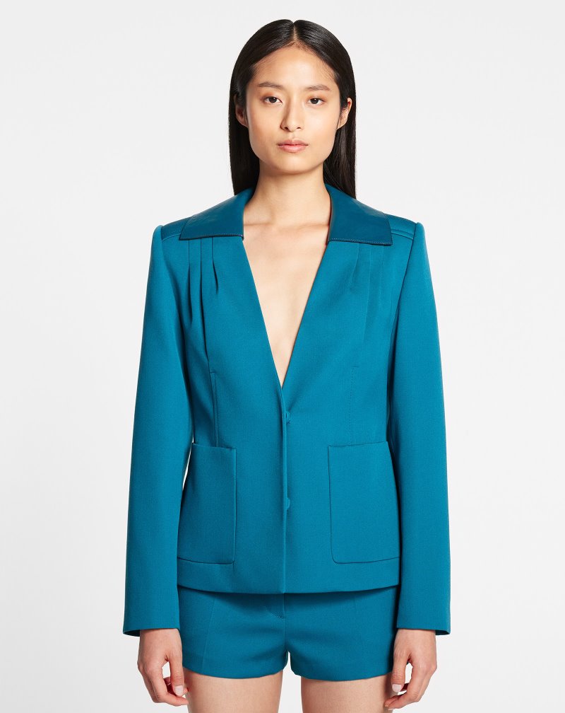 Lanvin Fitted Jacket With Removable Collar Jackor Dam Blå | YI97-3027E4