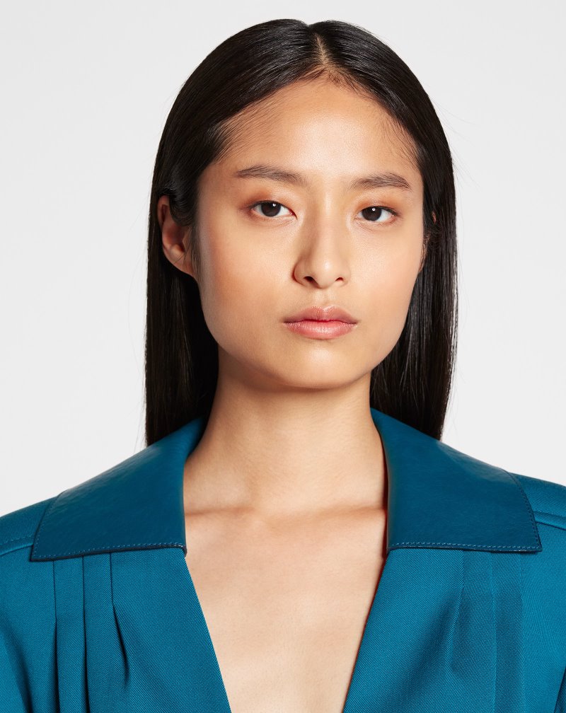 Lanvin Fitted Jacket With Removable Collar Jackor Dam Blå | YI97-3027E4