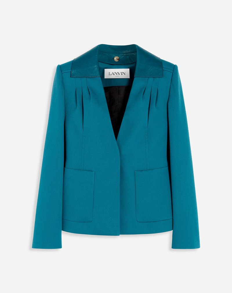 Lanvin Fitted Jacket With Removable Collar Jackor Dam Blå | YI97-3027E4