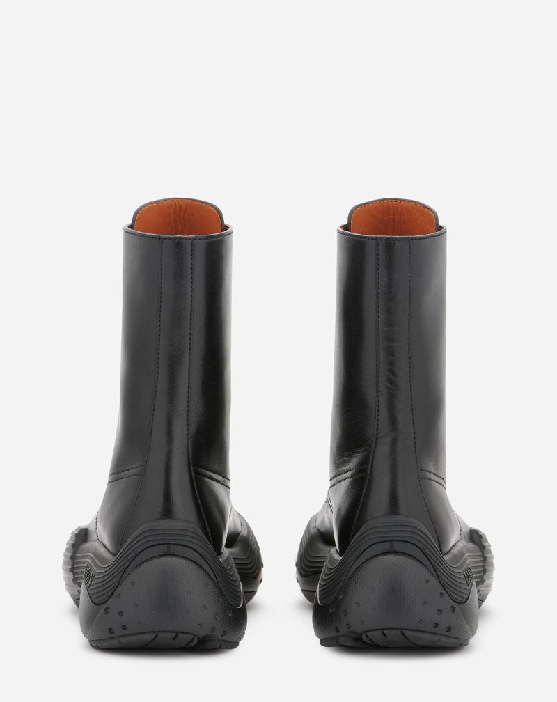 Lanvin Flash-x Bold Leather Lace-up Boots Stövlar Dam Svarta Svarta | XX80-1890N8