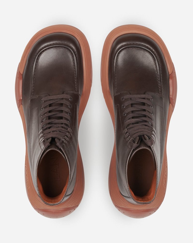Lanvin Flash-x Bold Leather Lace-up Boots Stövlar Herr Bruna Bruna | CN02-0432W4