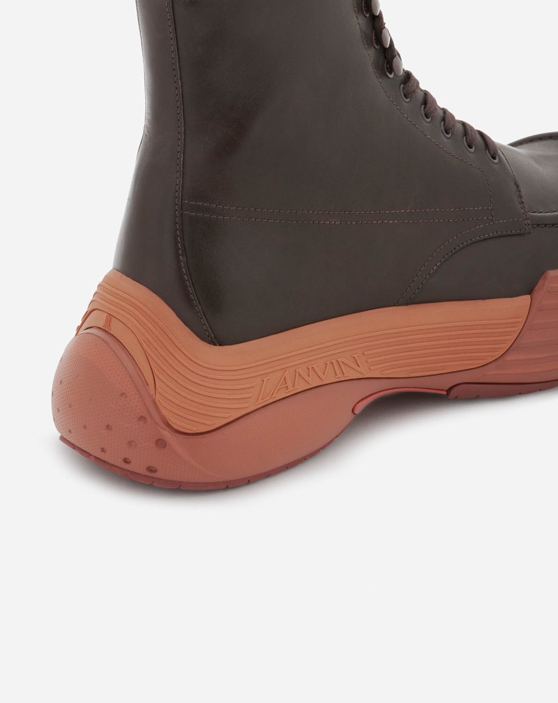 Lanvin Flash-x Bold Leather Lace-up Boots Stövlar Herr Bruna Bruna | CN02-0432W4