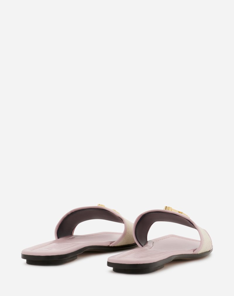 Lanvin Flat Leather Sandals Sandaler Dam Rosa | WL67-6537J2