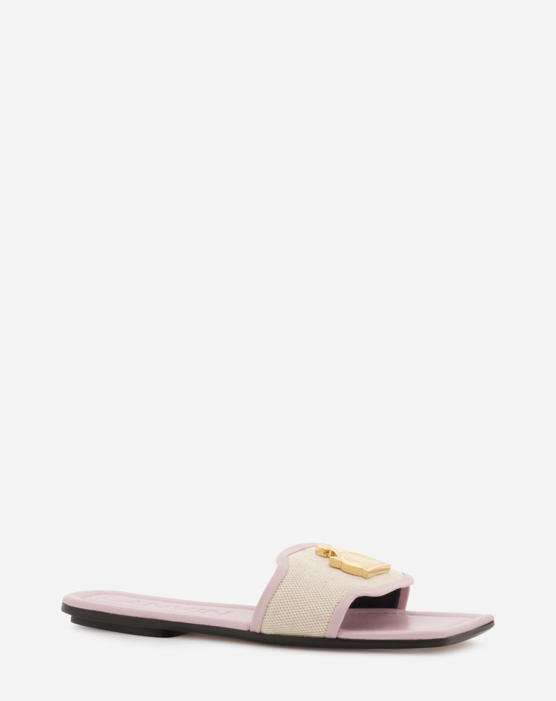 Lanvin Flat Leather Sandals Sandaler Dam Rosa | WL67-6537J2