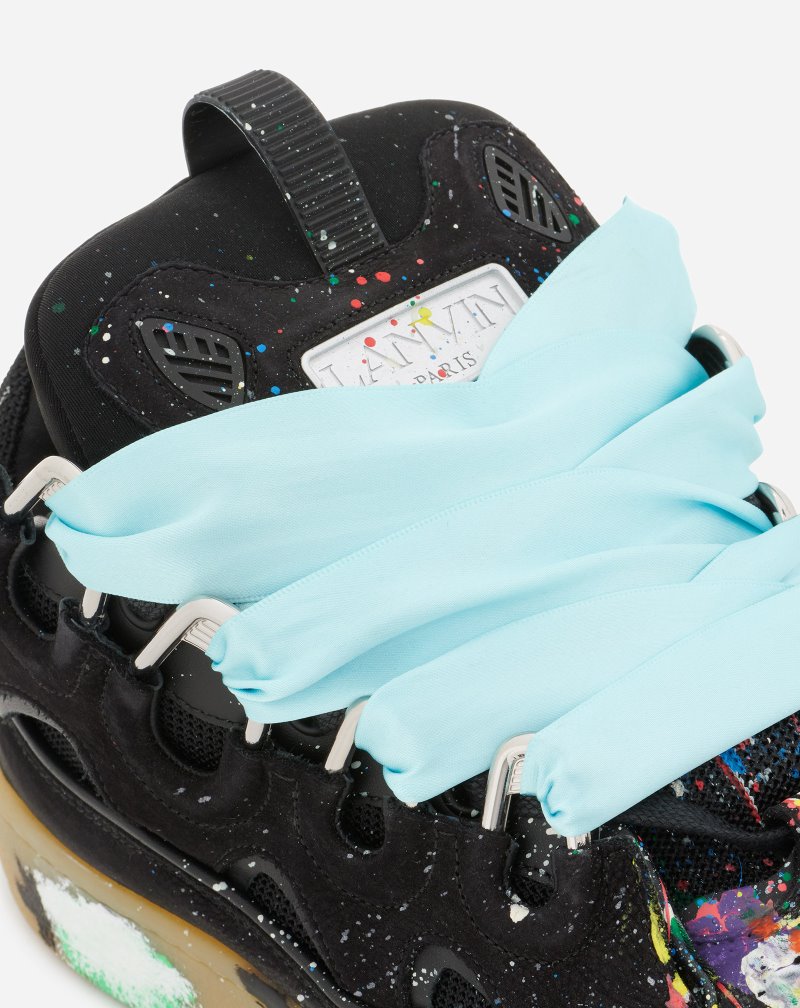 Lanvin Gallery Dept. X Lanvin Leather Curb Sneakers Sneakers Dam Svarta | KN99-0299T4