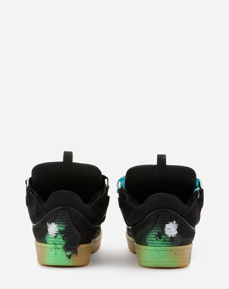 Lanvin Gallery Dept. X Lanvin Leather Curb Sneakers Sneakers Dam Svarta | KN99-0299T4