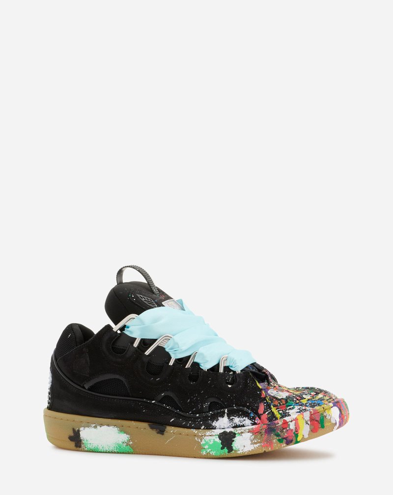 Lanvin Gallery Dept. X Lanvin Leather Curb Sneakers Sneakers Dam Svarta | KN99-0299T4
