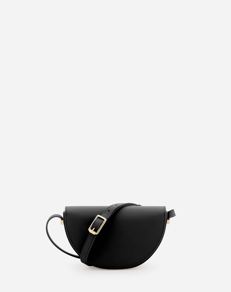 Lanvin Happymoon Leather Crossbody Bag Mm Crossbody Väska Dam Svarta | HX79-7759R6
