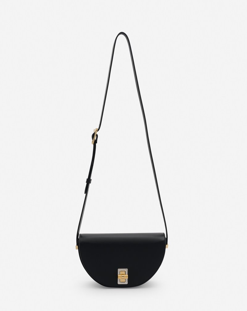 Lanvin Happymoon Leather Crossbody Bag Mm Crossbody Väska Dam Svarta | HX79-7759R6