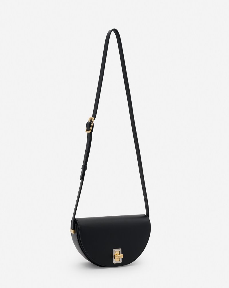 Lanvin Happymoon Leather Crossbody Bag Mm Crossbody Väska Dam Svarta | HX79-7759R6