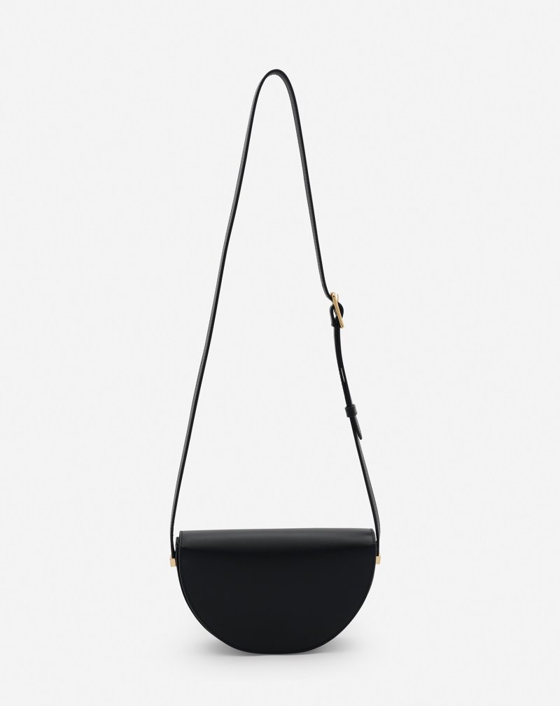 Lanvin Happymoon Leather Crossbody Bag Mm Crossbody Väska Dam Svarta | HX79-7759R6