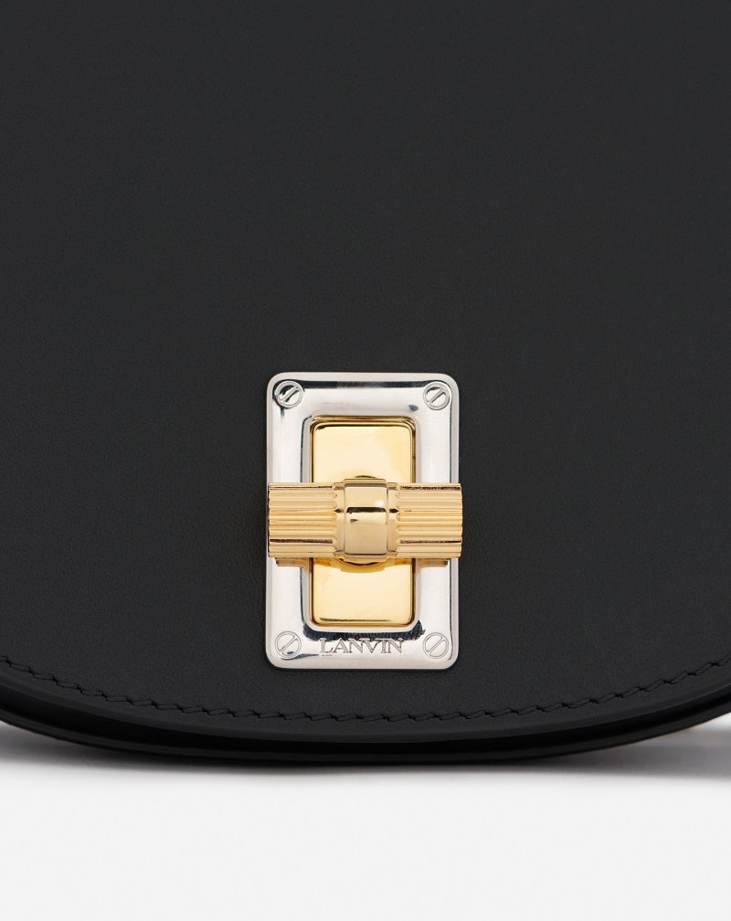 Lanvin Happymoon Leather Crossbody Bag Mm Crossbody Väska Dam Svarta | HX79-7759R6