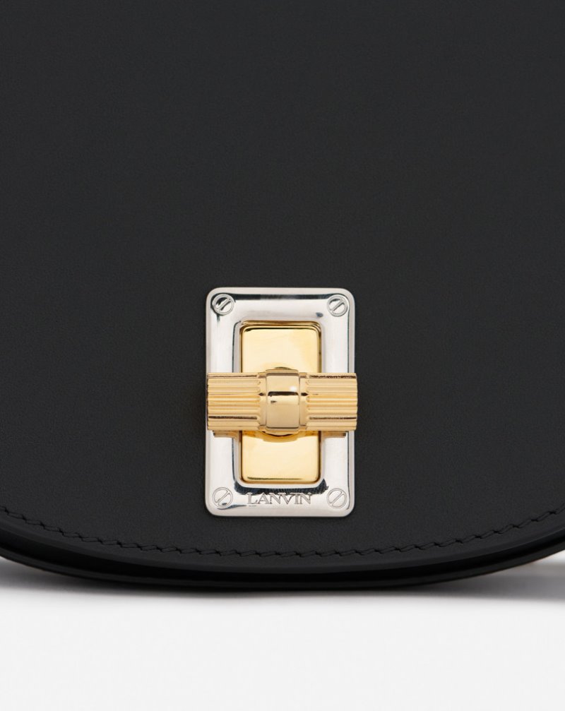 Lanvin Happymoon Leather Crossbody Bag Sm Crossbody Väska Dam Svarta | TJ79-3749I6