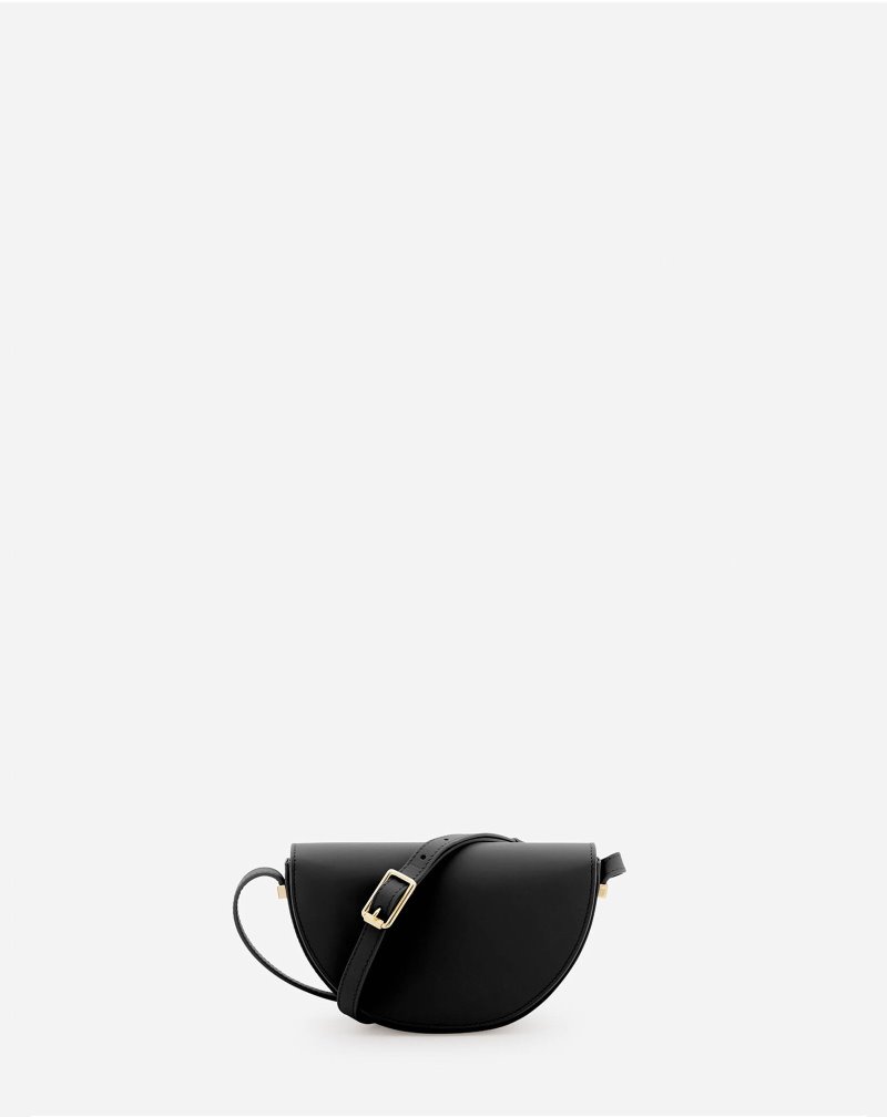 Lanvin Happymoon Leather Crossbody Bag Sm Crossbody Väska Dam Svarta | TJ79-3749I6