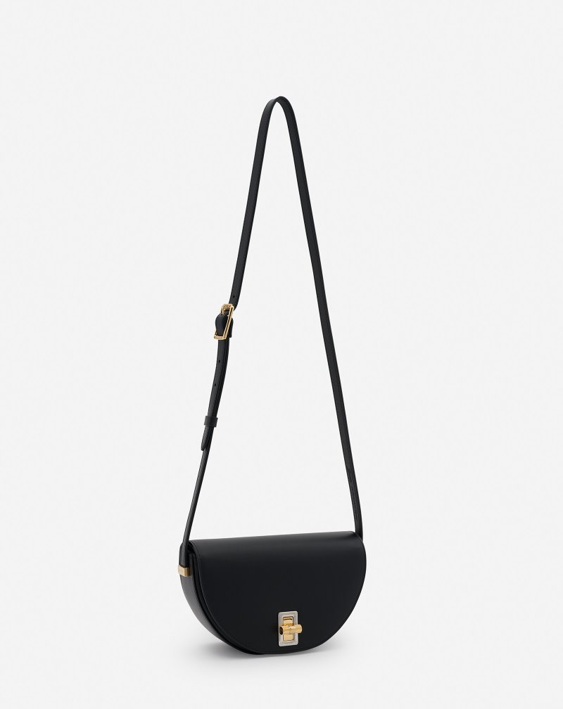 Lanvin Happymoon Leather Crossbody Bag Sm Crossbody Väska Dam Svarta | TJ79-3749I6