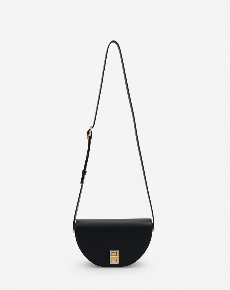 Lanvin Happymoon Leather Crossbody Bag Sm Crossbody Väska Dam Svarta | TJ79-3749I6