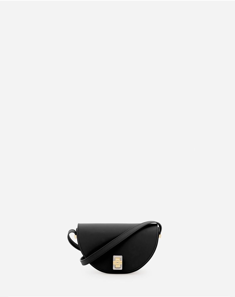 Lanvin Happymoon Leather Crossbody Bag Sm Crossbody Väska Dam Svarta | TJ79-3749I6