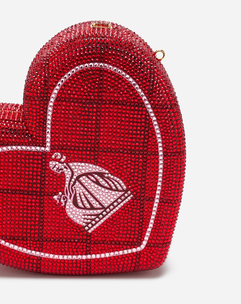 Lanvin Heart Minaudiere X Judith Leiber Väskor Dam Röda Rosa | TB18-8948F0