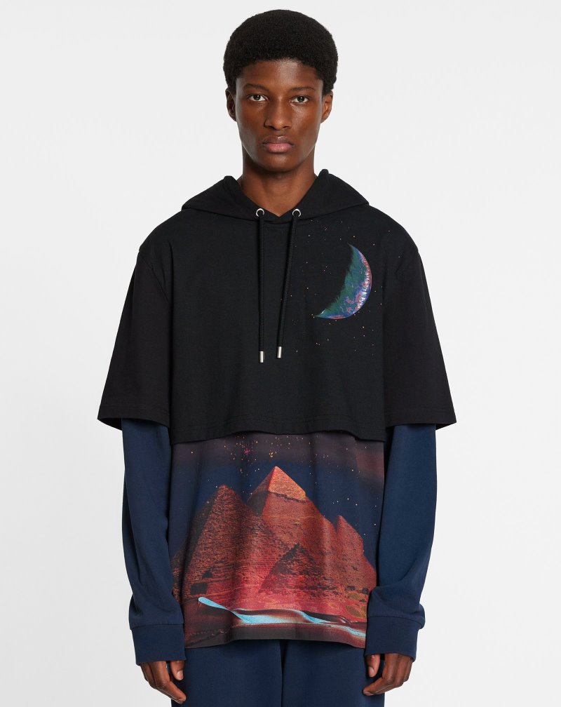 Lanvin Hooded Sweater With Sci-fi Print Tröjor Herr Svarta | NN08-7788M7